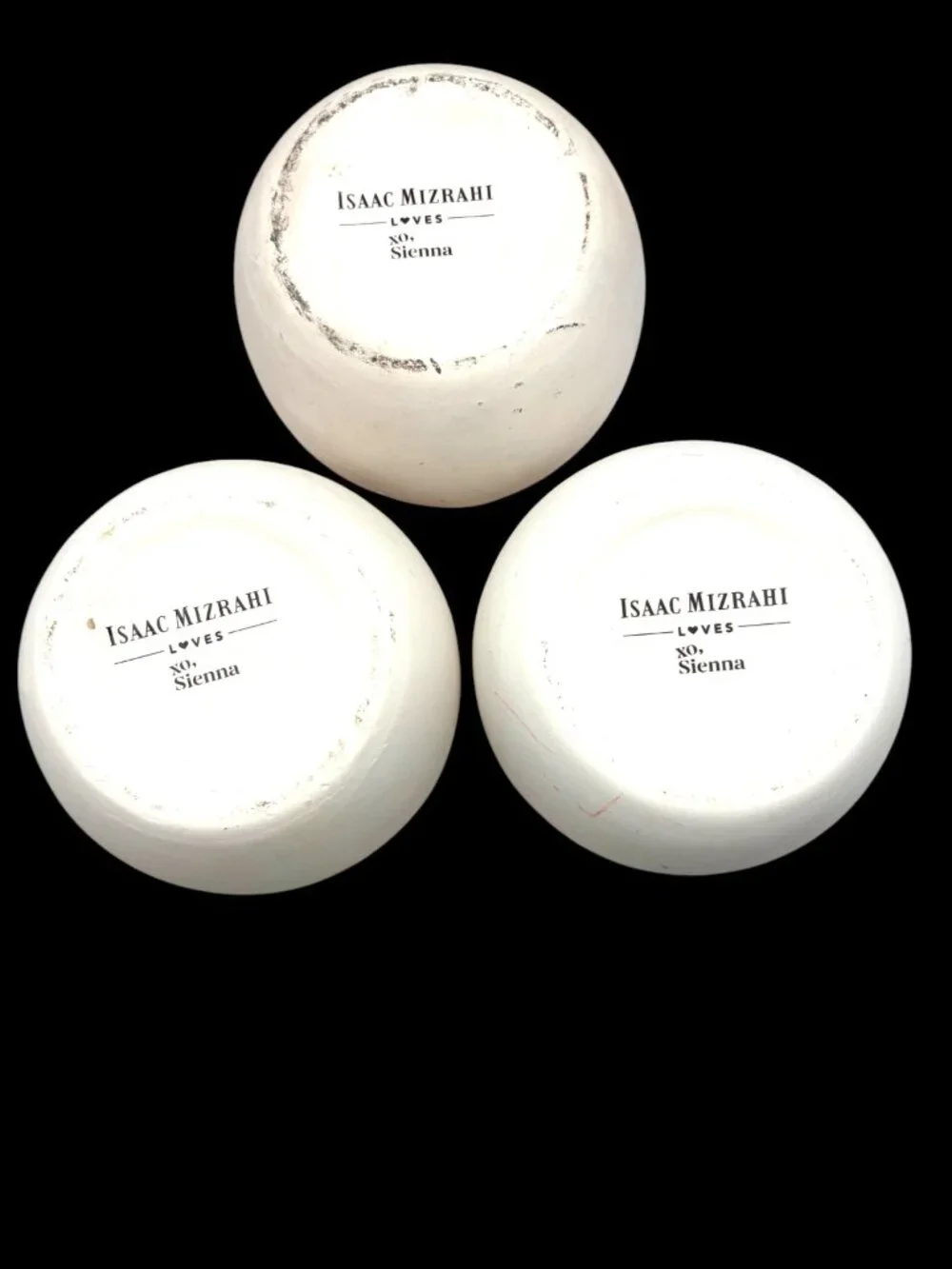 Isaac Mizrahi Loves XO Sienna Pink & White Ceramic Bud Vase Set of 3 Modern